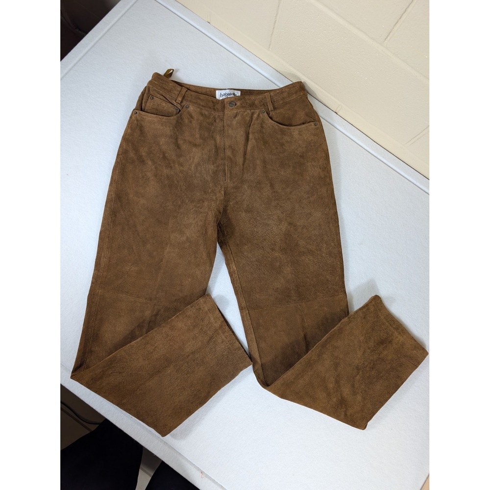 Bagatelle Womens 10 Brown Suede Leather Pants High Rise Straight Leg 31-2552-3